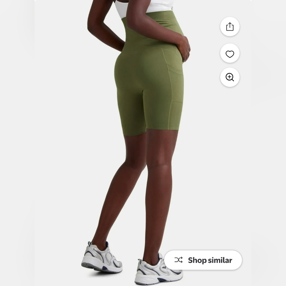 Time and Tru Olive Green Maternity Bike Shorts- Size Small NWT - Picture 3 of 9